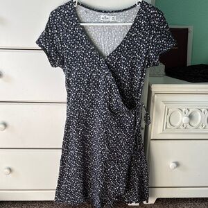 Hollister Navy Floral Wrap Mini Dress
